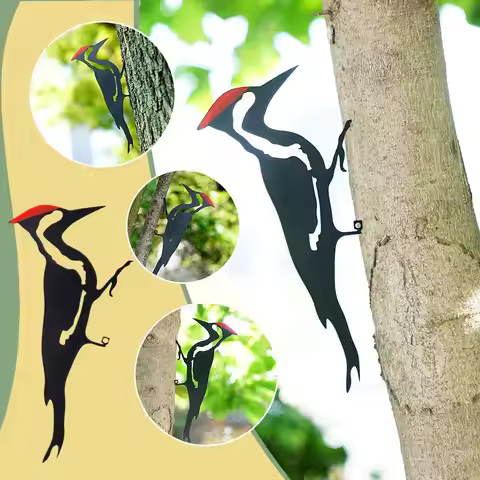 Yard Art Tree Bird Animal Art Garden Metal Tree Steel Creative Art woodpecker Decoration Bird Garden