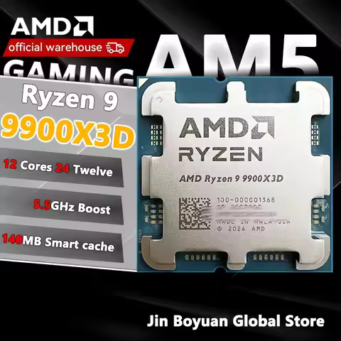 Ryzen 9 9900X3D AMD CPU Processor R9 9900X3D New 5.5GHz 12-Core 24-Thread 140MB Game Cache 4NM TDP 1