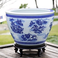 Akuarium seramik Jingdezhen, akuarium ikan emas, akuarium kura-kura, besen teratai air, akuarium man