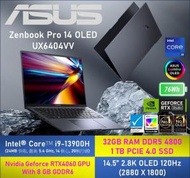 華碩 - Zenbook Pro 14 OLED UX6404VV-OLED-TB9043W [i9-13900H / 32GB / 1TB SSD / RTX4060 / 14.5" 2.8K OLED]