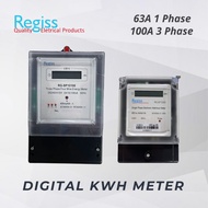 Regiss Digital Kwh Meter 63A 1 Phase 100A 3 Phase Electronic Watt-hour Meter