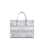 FION FION Zishi Koi Jacquard with Leather Tote Bag