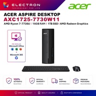 Acer Aspire XC1725-7730W11 Desktop PC Black ( R7-7730U, 16GB, 1TB SSD, ATI, W11PRO, HS+M365 )