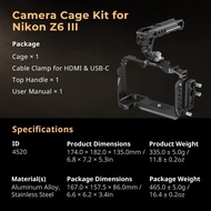 SmallRig Z6 III โครงใส่กล้องชุดอุปกรณ์สำหรับนิคคอน Z6 III พร้อมมือจับด้านบนและตัวหนีบสายเคเบิ้ลกล้อง