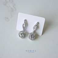 Neriza Jewelry/ ต่างหูออกงานเพชรสังเคราะห์ ประกายเทียบเท่าเพชรแท้ NE003