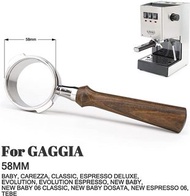 1PC Bottomless Filter Portafilter （Gaggia） Wooden Espresso Coffee Tools無底斜耳手柄咖啡機手柄酸枝木手柄雙耳手柄