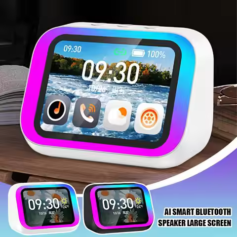 LED Screen Smart Bluetooth Speaker AI Voice Remote Control Fashion Design Nice Sound Home Clock Audi