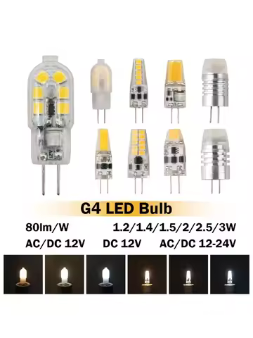 2-20PCS High Light Low Power LED G4 Bulb AC DC 12V 24V 1.2W 1.4W 1.5W 2W 3W Efficiency Strobe Free f
