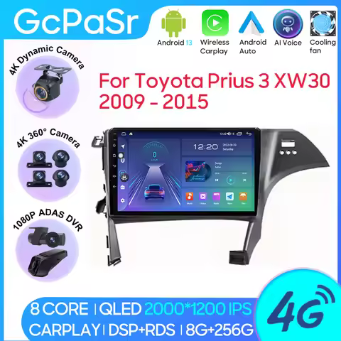 Car Radio Carplay For Toyota Prius 3 XW30 2009 - 2015 Navigation GPS Android Auto Bluetooth Multimed