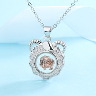 Time Running Twelve Zodiac Sign Pendant Necklace Female 12 Zodiac No Fading Rotating Windmill Meanin