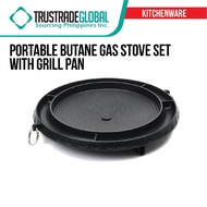 [4] Portable Butane Gas Stove Set with Gril lPan / Portable Butane Gas Stove / Non-stick Grill Pan