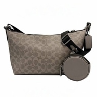 [全新] COACH  C LOGO男中性款船型附零錢包斜背包(灰)