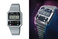 (พร้อมกล่อง) นาฬิกาข้อมือ Casio Vintage รุ่นA100WE สายสแตนเลส Unisex watch นาฬิกาวินเทจ คาสิโอ้ สายเหล็ก TW611