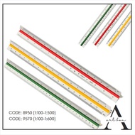 Metric Scale Triangular Scale Ruler 12 inches (1:100-1:500) and (1:100-1:600)