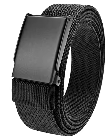 Men Belt Big and tall Black Nylon Stretch to 180cm /71inch Toggle Clip Easy to Use Cut to Fit Narrow