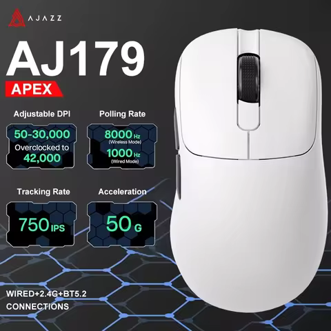 Ajazz AJ179 Apex PAW3950 Wireless Gaming Mouse with RGB Charging Dock, Computer Macro Mouse Gamer,Li