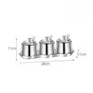 3pcs/set 304 Stainless Steel Seasoning Jars with Base Tray Single Capacity 300mL Spice Salt and Pepp