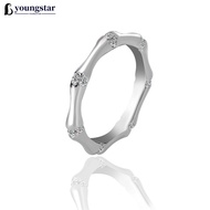 YOUNGSTAR Bamboo Design Ring S925 Sterling Silver Elegant Couple Rings for Wedding Engagement Minima