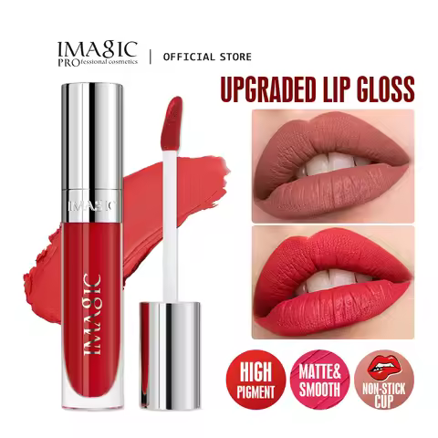 IMAGIC Natural Matte Lipgloss Stainless Steel Cup Waterproof Long-Lasting Lip Makeup Beauty 8ml NO.L