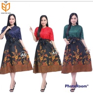 Batik dress combination/ batik brocade dress / batik dress party batik dress Christmas batik dress
