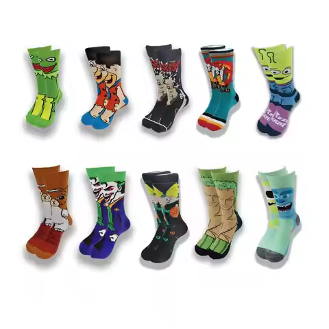 Cartoon and Animation fFashion Trend Men and Women Socks Autumn and Winter Street Style Middle Tube 
