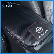 Ciscos Leather Car Armrest Pad Cover Carbon Fiber Car Interior Accessories For Nissan Note GTR Qashqai Serena NV350 Kicks