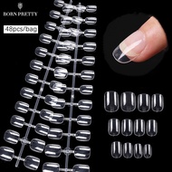 Born Pretty Fake Nails Press On Nails Transparent Full Coverage Short Square  False Nails Tips 48/24