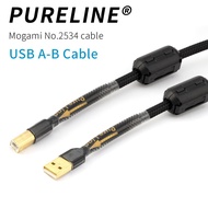 Pureline High Quality Dual Magnetic Ring A-B USB Cable/mogami 2534 Audio Cable for Hifi DAC Amplifier USB Data Cable With
