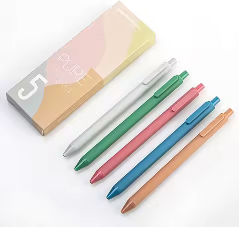 Kaco Morandi 2Nd Generation Soft Touch Retractable Gel Ink Pen 0.5mm Fine Pen Tip (Molandi Colors 5 