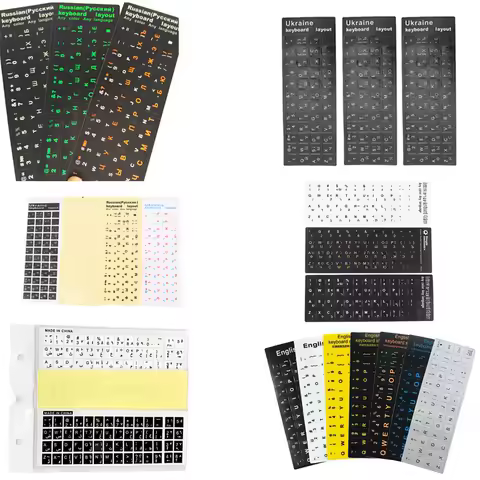 Ukraine Russian Thai Hebrew English Arabic Language Keyboard Sticker Durable Alphabet for Universal 