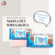 Noona Pets Wipes 80pcs - Cleaning Wipes/Wet Tissue Dog Cat Scented Baby Powder