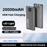 66W Powerbank Fast Charging 20000mAH Power Bank With Cable Portable External Battery Charger