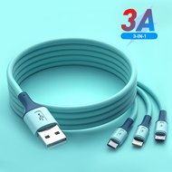 3 in 1 USB Cable 3A Fast Charging USB Charger Cable Micro USB Type C Cable Lightning Cable Wires