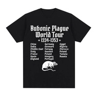 【Cod】 Bubonic Plague World Tour T-Shirt Men Women Funny Mouse Rat Meme Gothic T Shirt Vintage Casual