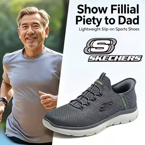 Skechers Men's Shoes New Summer Mesh Breathable Slip-On Casual Shoes Authentic Soft Sole Shoes for t