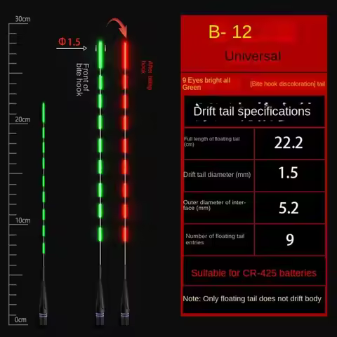 1pc Super Bright LED Fishing Smart Float Top Ultra Sensitive Luminous Electronic Floats Buoy Inducti