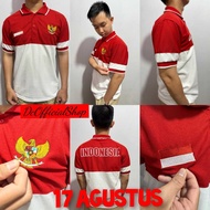 MERAH Red and White Shirt - Red and White Polo Shirt - Red and White Garuda Indonesia Logo Shirt - G
