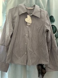 全新日本品牌 31 Sons de mode 灰白色間條恤衫 網紗吊帶 襯衣 striped shirt