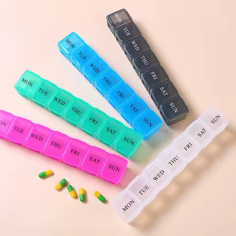 Weekly Portable Pill Medicine Box Medicine 5 Colors Tablet Storage Container 7 Days Pill Case Drug D