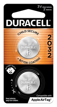 Duracell 2032 Lithium Battery. 2 Count Pack. Child Safety Features. Compatible with Apple AirTag, Ke