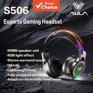 AULA S506 Gaming Headset Esports 7.1 Surround Sound Heavy Bass Noise Cancellation Wired Computer Hea