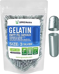 XPRS Nutra Size 3 Empty Capsules - Empty Gelatin Capsules - Capsules Express Empty Pill Capsules - D