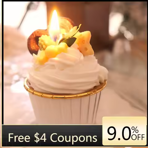 Hot Sale Cream Cupcakes Soy Wax Lovely Gift Cake Scented Candles