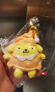 日本正版 sanrio pom purin 布甸狗 布丁狗 睡衣 公仔 吊飾