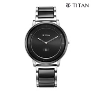 Titan Edge Fusion Quartz Analog Black Dial Two Toned Steel &amp; Ceramic Strap Watch for Men