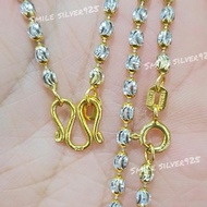 พ29 สร้อยคอ เม็ดไข่ Moon Cut 2.5mm. เงินแท้ 92.5% Italy ชุบ2กษัตริย์ (WG+G)