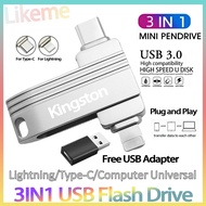 Kingston OTG Pendrive TypeC/Lightning 2in1 Flash Drive 1TB 2TB Thumb Drive For OTG Iphone Pendrive A