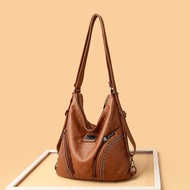 2023 Backpack Women Genuine Leather Texture New Large-Capacity Three-Purpose Bag One-Shoulder Portab