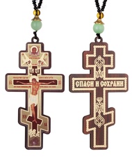 Wood Rosary Beads Cross Necklace Men Prayer Eastern Orthodox Crucifix Jesus Pendant Necklace