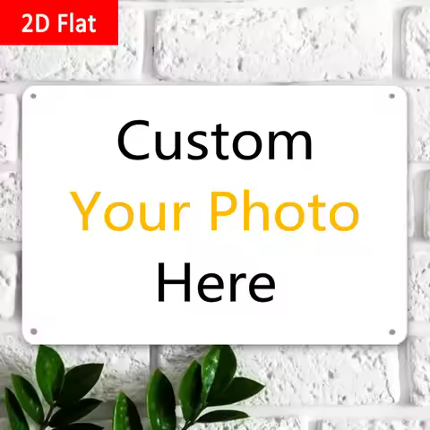2D Flat, 2D Flat - Customizable 2D Flat Metal Signage, 1 Pack - Upload Your Own Photos, Sturdy Tin W